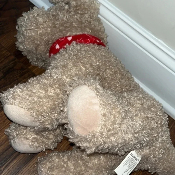 Kellytoy Puppy Dog Plush Stuffed Animal Tan Red White Heart Bandana Curly Coat - Picture 6 of 6